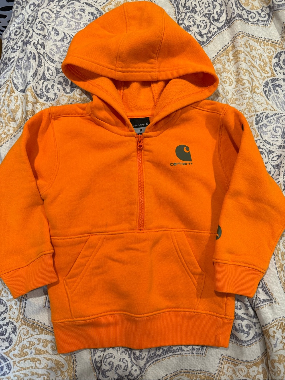 Carhartt Kids Orange Half-Zip Hooded Sweatshirt